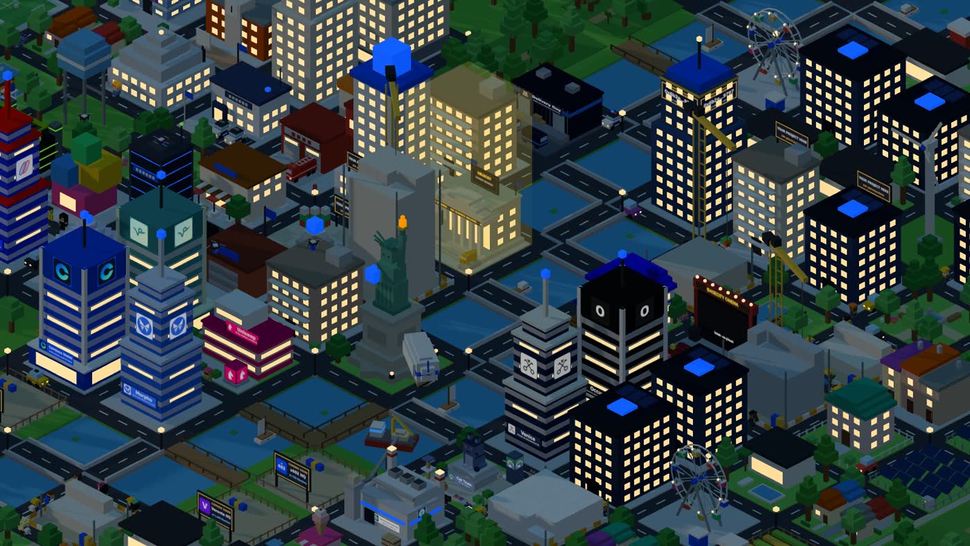 The BaseCity skyline around the Stock Exchange